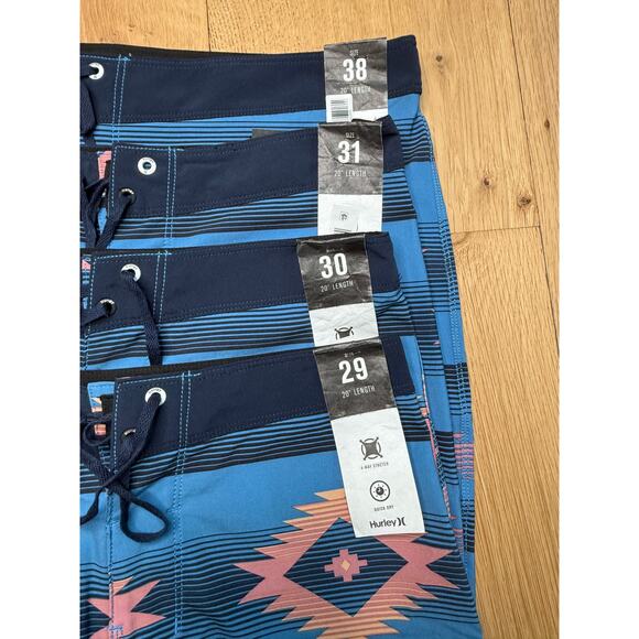 NWT Hurley Weekender 20" Board Shorts Blue Geometric Men's Swimwear 30 - Picture 2 of 6